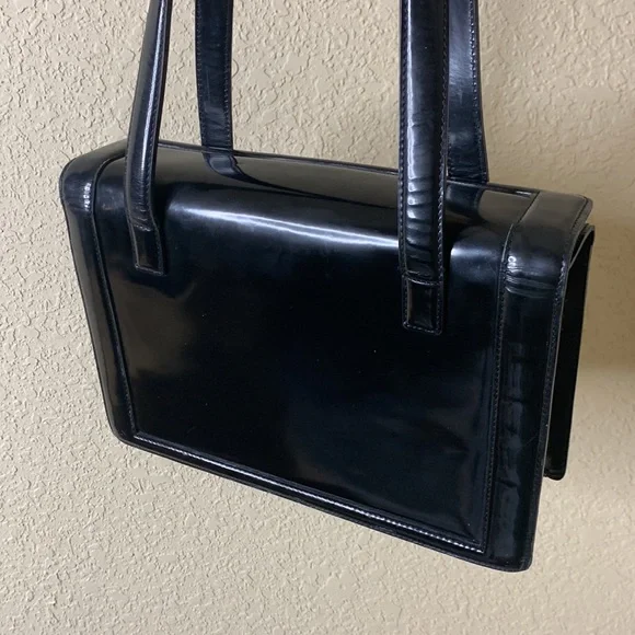🎉HP🎉 Vintage Ralph Lauren Patent Black Handbag - Picture 6 of 13